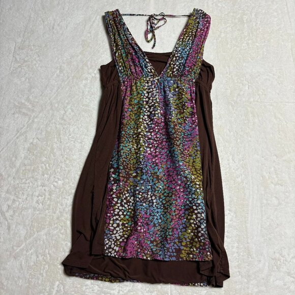 Cinnamon Girl Y2K Sleeveless Dress Large Layers Brown Artsy Art to Wear Block - Picture 1 of 12
